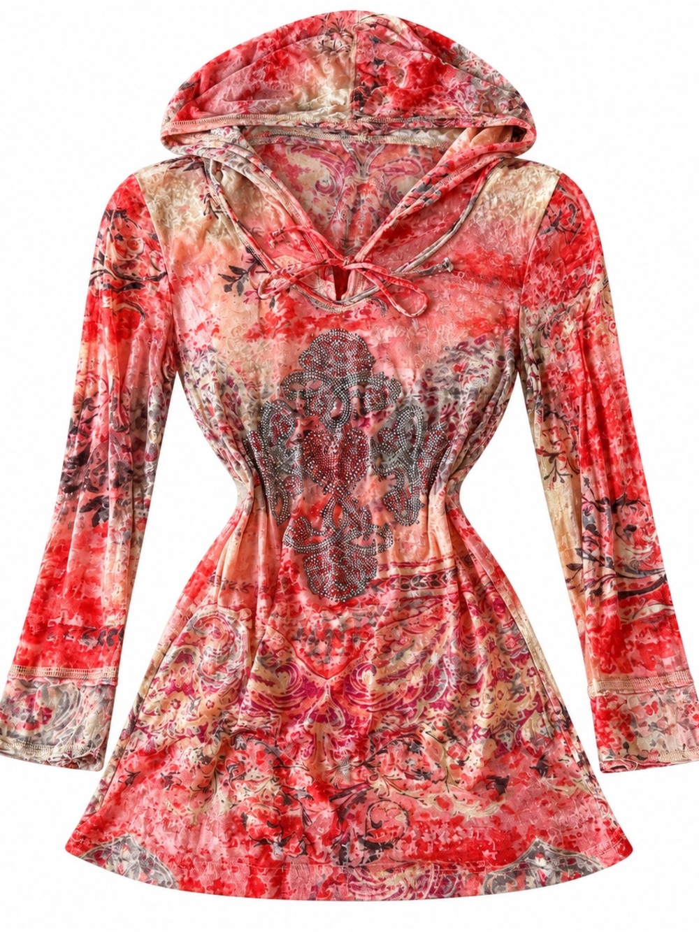 Christina Red and Pink Hooded Sweatshirt